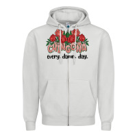 Dove Grey chingona every damn day Zipper Hoodie - MaliasSmallBusiness
