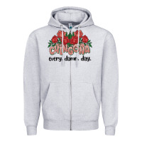 Heather Grey chingona every damn day Zipper Hoodie - MaliasSmallBusiness