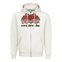 Oatmeal Heather chingona every damn day Zipper Hoodie - MaliasSmallBusiness