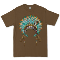 Cacao native american headdress turquise Premium Tee - BarkalooDesign