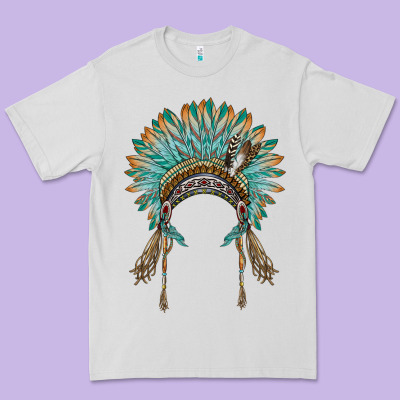 Native American Headdress Turquise Premium Tee Designed By Barkaloodesign