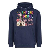 Navy amazing grace how sweet the sound Heavyweight Hoodie - MaliasSmallBusiness