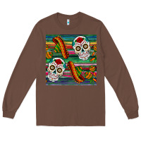 Chestnut sugar skull seamless pattern Long Sleeve Tee - BundleAndBundleShop