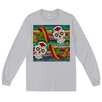 Moon Dust sugar skull seamless pattern Long Sleeve Tee - BundleAndBundleShop