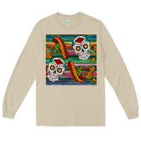 Mushroom sugar skull seamless pattern Long Sleeve Tee - BundleAndBundleShop