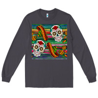 Smoke sugar skull seamless pattern Long Sleeve Tee - BundleAndBundleShop