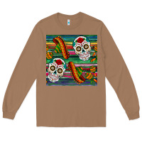 Toasted Coconut sugar skull seamless pattern Long Sleeve Tee - BundleAndBundleShop