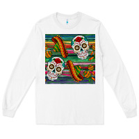 White sugar skull seamless pattern Long Sleeve Tee - BundleAndBundleShop