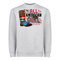 Heather Grey all american girl Heavyweight Sweatshirt - RacoonDesign
