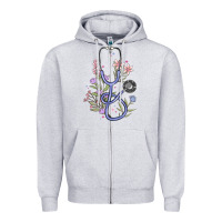 Heather Grey floral stethoscope Zipper Hoodie - MaliasSmallBusiness