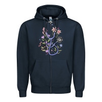 Navy floral stethoscope Zipper Hoodie - MaliasSmallBusiness