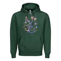 Sports Green floral stethoscope Zipper Hoodie - MaliasSmallBusiness