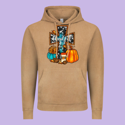 Thankful Cross Vintage Hoodie Designed By Jahusdesignshop