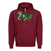 Burgundy two rex Zipper Hoodie - MaliasSmallBusiness