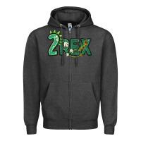 Charcoal Heather two rex Zipper Hoodie - MaliasSmallBusiness