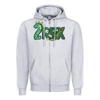Heather Grey two rex Zipper Hoodie - MaliasSmallBusiness