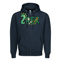 Navy two rex Zipper Hoodie - MaliasSmallBusiness