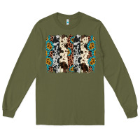 Army Green cowhide leopard gemstone brushstroke Long Sleeve Tee - AdoDesignShop