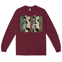Burgundy cowhide leopard gemstone brushstroke Long Sleeve Tee - AdoDesignShop
