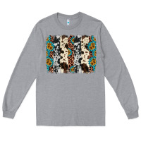 Heather Grey cowhide leopard gemstone brushstroke Long Sleeve Tee - AdoDesignShop