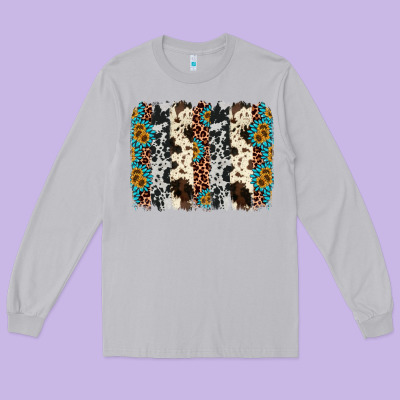 Cowhide Leopard Gemstone Brushstroke Long Sleeve Tee Designed By Adodesignshop