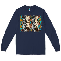 Navy cowhide leopard gemstone brushstroke Long Sleeve Tee - AdoDesignShop