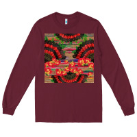 Burgundy spanish hand fan seamless pattern Long Sleeve Tee - BundleAndBundleShop