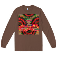 Chestnut spanish hand fan seamless pattern Long Sleeve Tee - BundleAndBundleShop