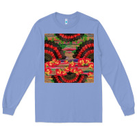 Colony Blue spanish hand fan seamless pattern Long Sleeve Tee - BundleAndBundleShop