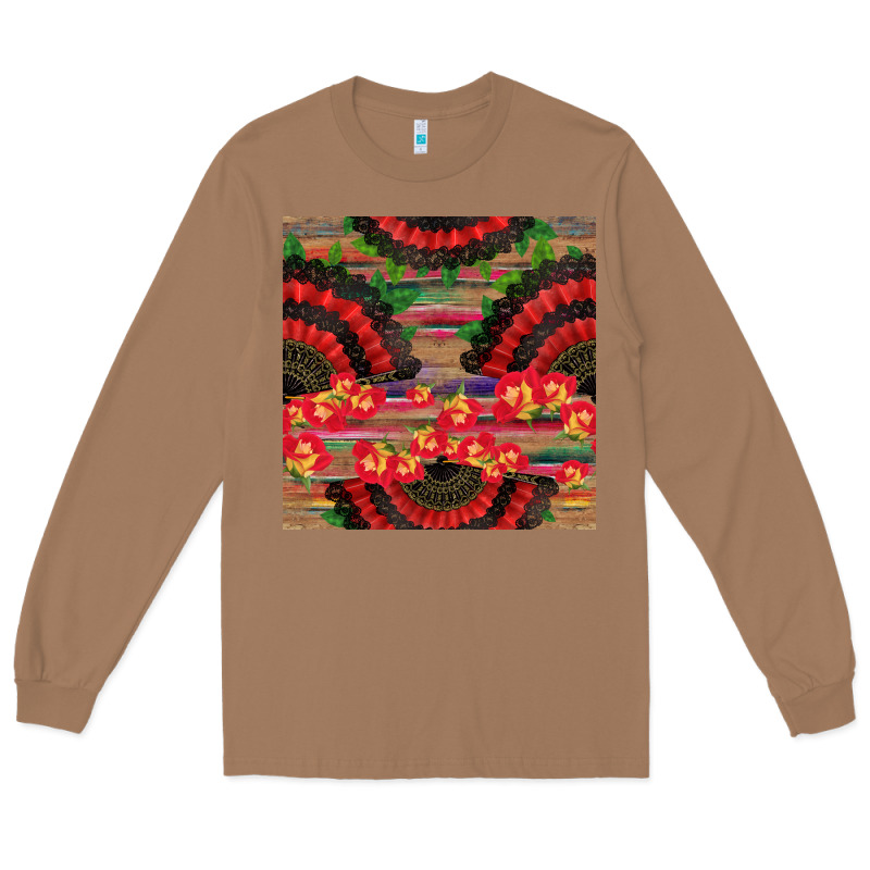 Spanish Hand Fan Seamless Pattern Long Sleeve Tee by BundleAndBundleShop | Teevron