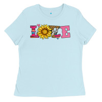 Baby Blue love sunflower valentines day Ladies Tee - AdoDesignShop