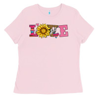 Bubblegum Pink love sunflower valentines day Ladies Tee - AdoDesignShop