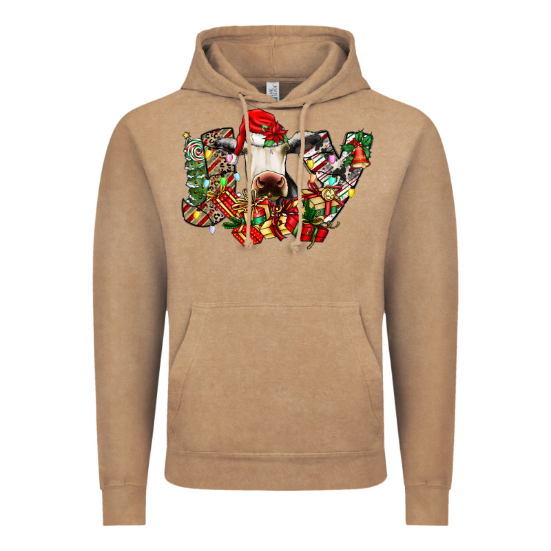 Christmas Joy Cow Vintage Hoodie by CowhideDigitalArt | Teevron