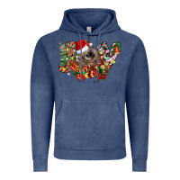 Vintage Denim christmas joy highland cow Vintage Hoodie - CowhideDigitalArt