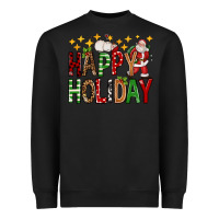 Black happy holiday christmas Heavyweight Sweatshirt - FaDigitalArtStudio