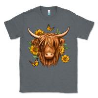 Charcoal Heather sunflowers long haired cow Classic Tee - Jasminsmagicworld