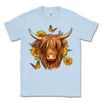 Dusty Blue sunflowers long haired cow Classic Tee - Jasminsmagicworld