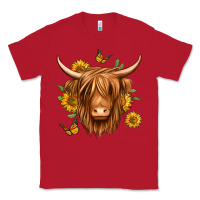 Red sunflowers long haired cow Classic Tee - Jasminsmagicworld