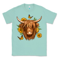 Seafoam sunflowers long haired cow Classic Tee - Jasminsmagicworld