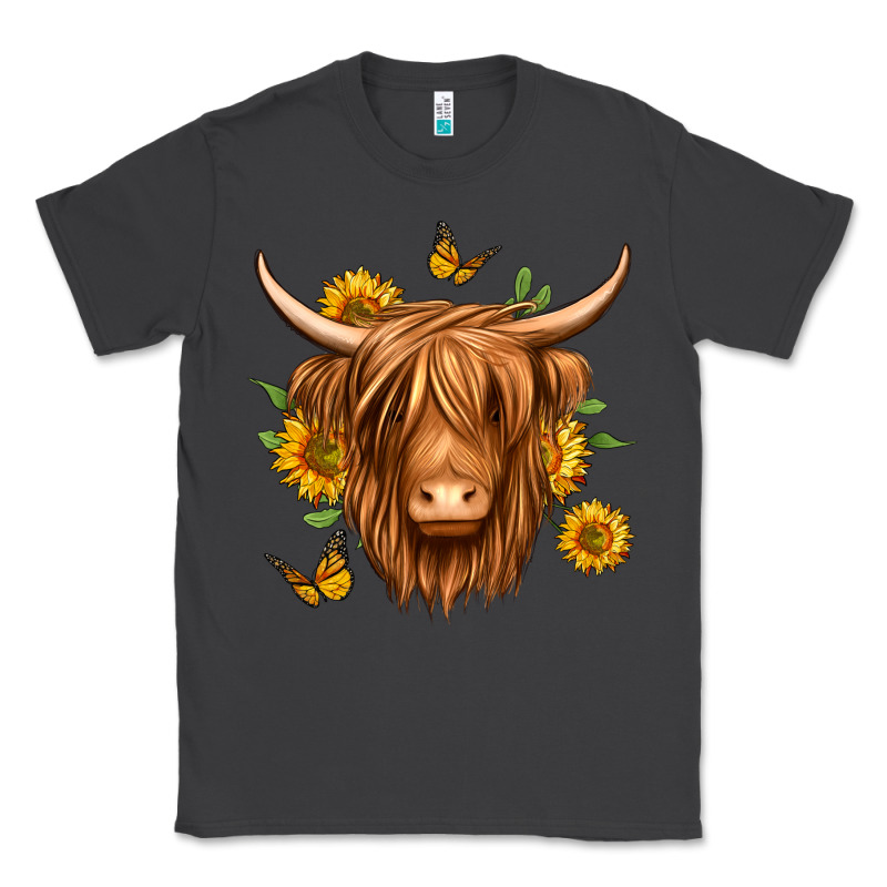 Sunflowers Long Haired Cow Classic Tee by Jasminsmagicworld | Teevron