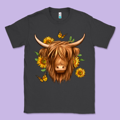 Sunflowers Long Haired Cow Classic Tee Designed By Jasminsmagicworld