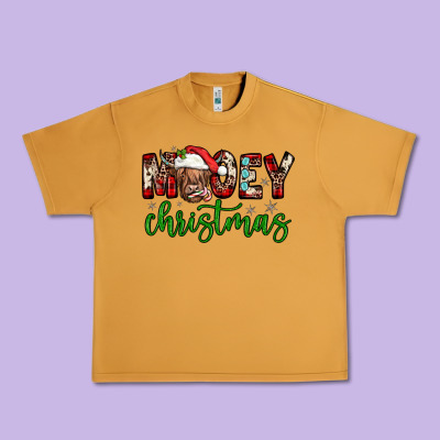 Mooey Christmas Urban Heavy Tee Designed By Jahusdesignshop
