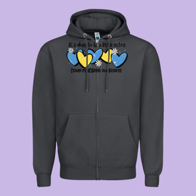 It's Okay To Be Little Extra Down Syndrome Awarene Zipper Hoodie Designed By Maliassmallbusiness