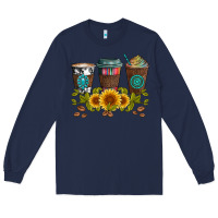 Navy coffee group and sunflowers Long Sleeve Tee - Artiststas