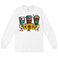 White coffee group and sunflowers Long Sleeve Tee - Artiststas