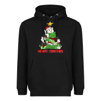Black meowy christmas cat tree Heavyweight Hoodie - MaliasSmallBusiness