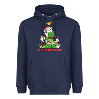 Navy meowy christmas cat tree Heavyweight Hoodie - MaliasSmallBusiness
