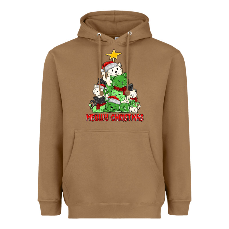 Meowy Christmas Cat Tree Heavyweight Hoodie by MaliasSmallBusiness | Teevron
