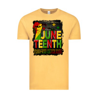 Vintage Mustard juneteenth fist free ish since 1865 with background Vintage Tee - HRA Design Shop