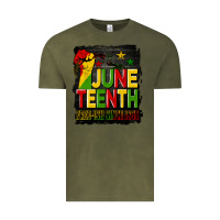 Vintage Olive juneteenth fist free ish since 1865 with background Vintage Tee - HRA Design Shop